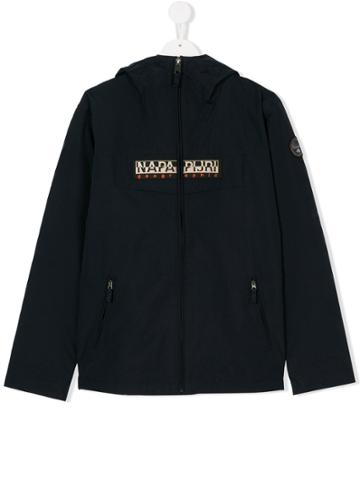 Napapjiri Kids Logo Hooded Jacket - Blue