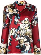 Dsquared2 'cherry Blossom' Pyjama Shirt, Women's, Size: 40, Red, Silk