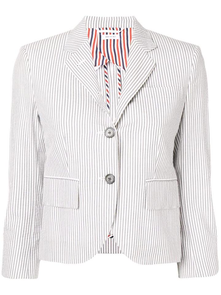 Thom Browne Half-lined Seersucker Sport Coat - Grey
