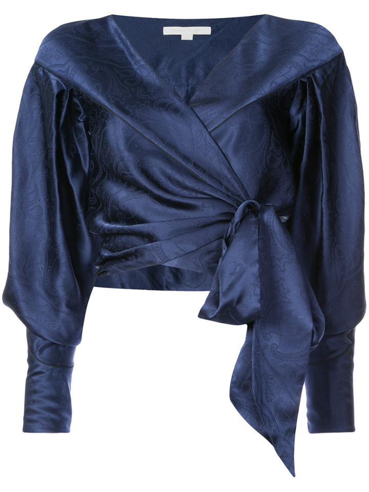Jonathan Simkhai Satin Wrap Top - Blue
