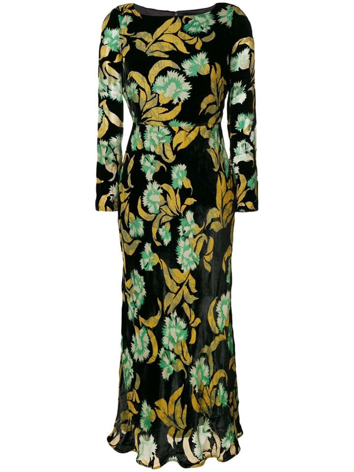 Saloni Floral Midi Dress - Black