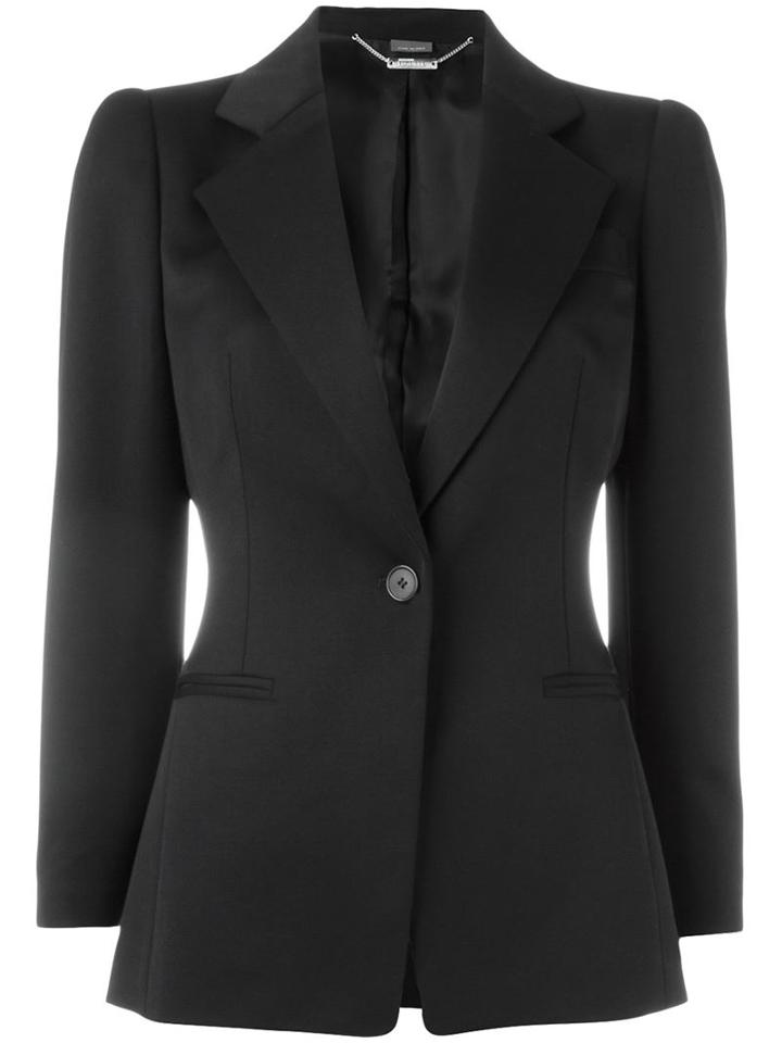 Alexander Mcqueen One Button Blazer, Women's, Size: 44, Black, Cupro/virgin Wool