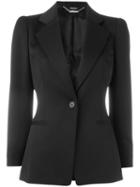 Alexander Mcqueen One Button Blazer, Women's, Size: 44, Black, Cupro/virgin Wool