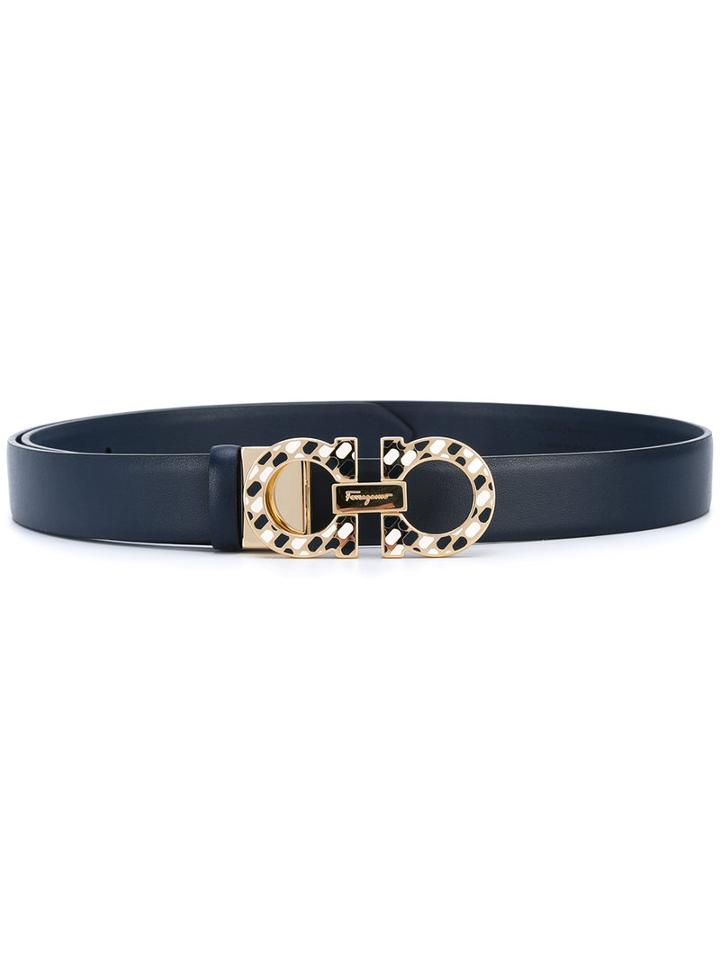 Salvatore Ferragamo - Logo Buckle Belt - Women - Calf Leather - 100, Blue, Calf Leather