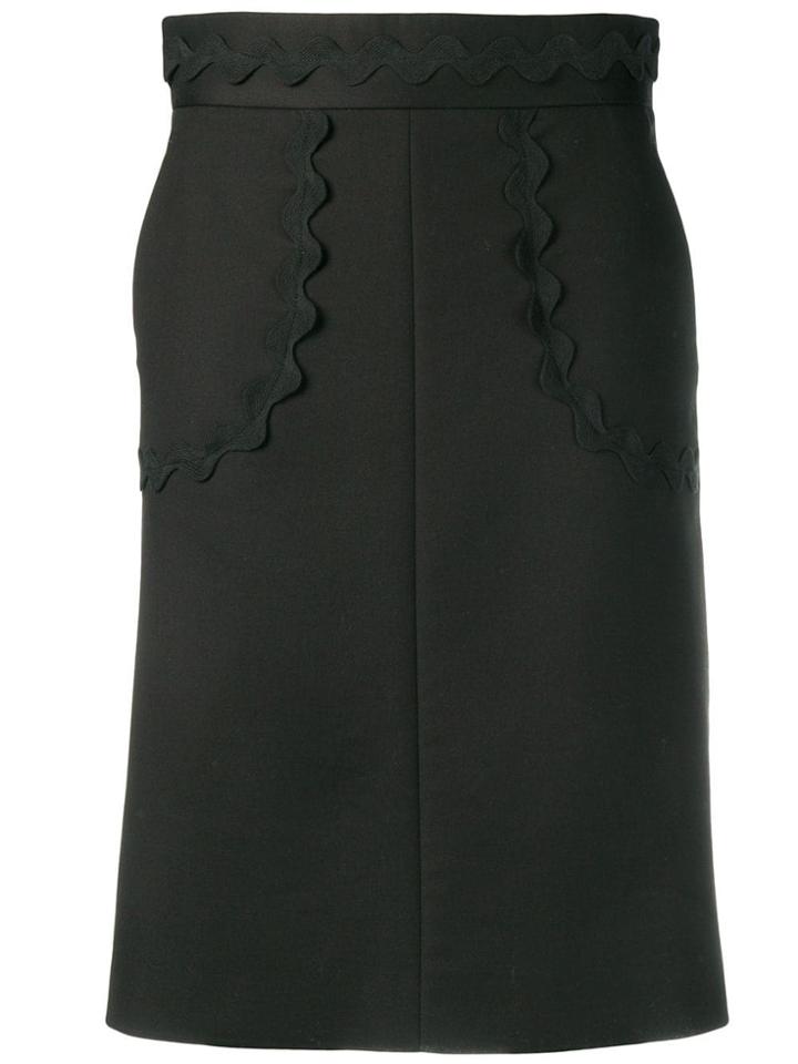 Red Valentino Scalloped Trim Straight Skirt - Black