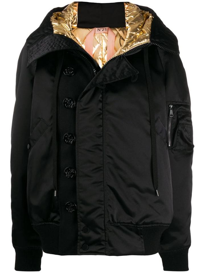 Nº21 Contrasting Interior Jacket - Black