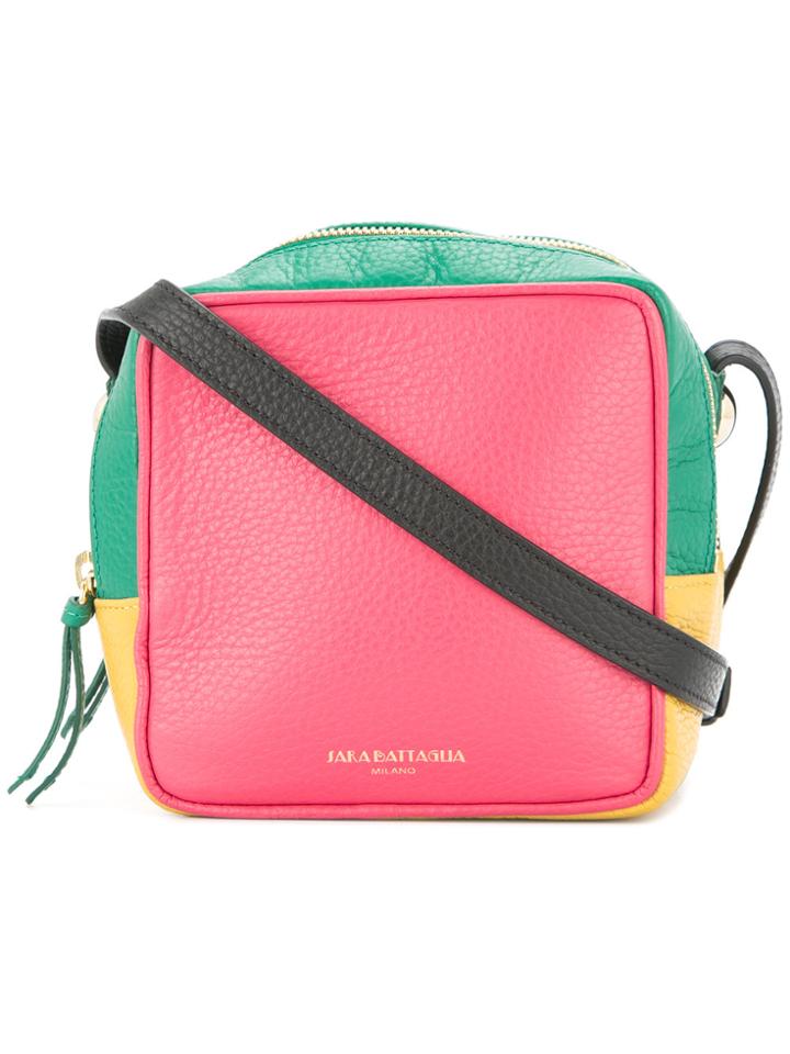 Sara Battaglia Colour Block Box Shoulder Bag - Red