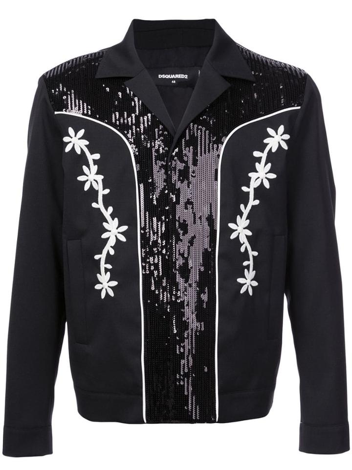Dsquared2 Sequin Embroidered Overshirt - Black