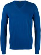 Zanone - V-neck Sweater - Men - Cotton - 48, Blue, Cotton