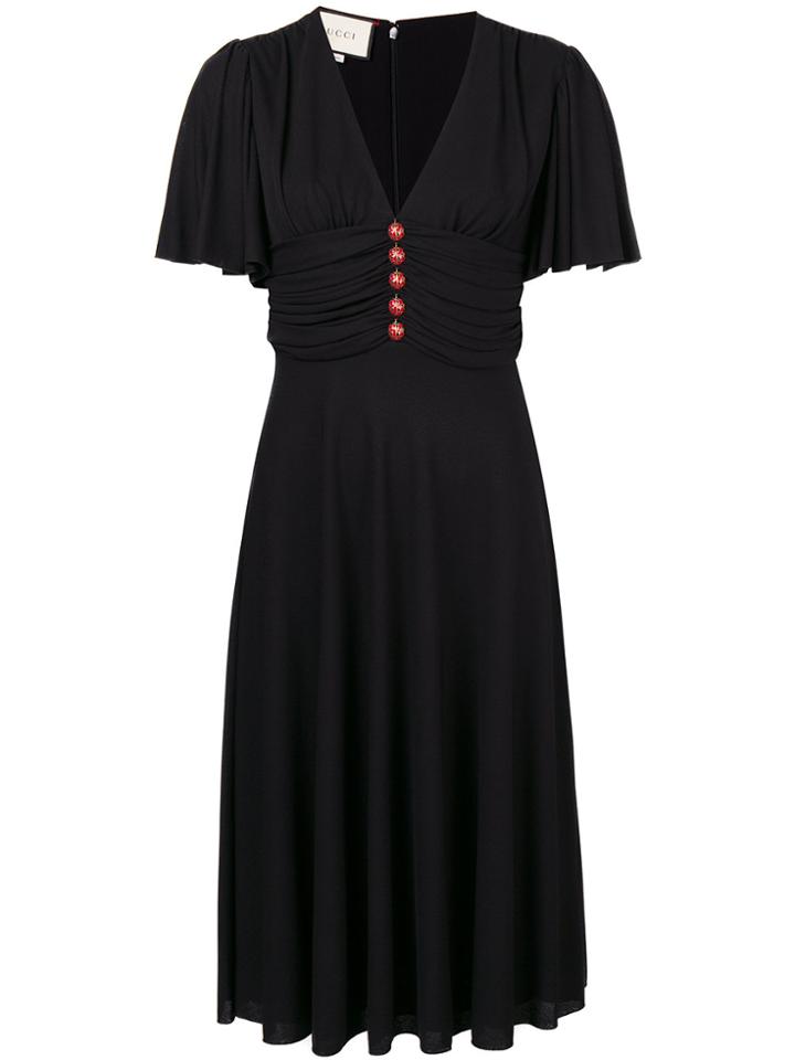 Gucci Ladybug Buttons Flared Dress - Black