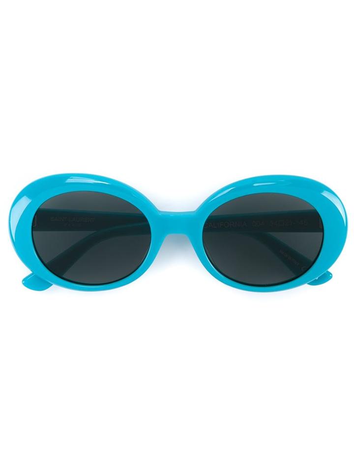 Saint Laurent California Oval Sunglasses, Men's, Blue, Acetate