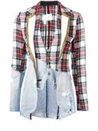 Greg Lauren Check Panel Blazer - Red