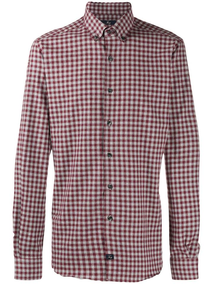 Fay Check Button-down Shirt - Grey