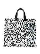 Comme Des Garçons Logo Print Tote - White