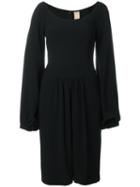 Pascal Millet Bell Sleeve Knee Length Dress, Women's, Size: 36, Black, Acetate/viscose/silk/spandex/elastane