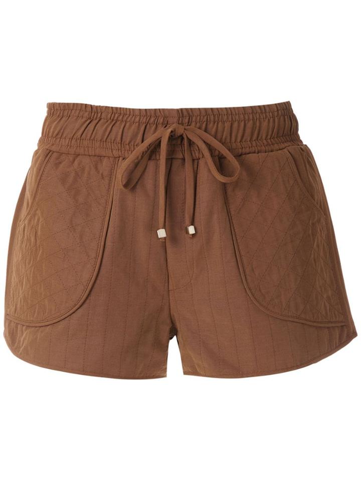 Cruise Matelassê Lace Up Shorts - Brown