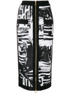 Balmain Printed Knit Midi Skirt - Black