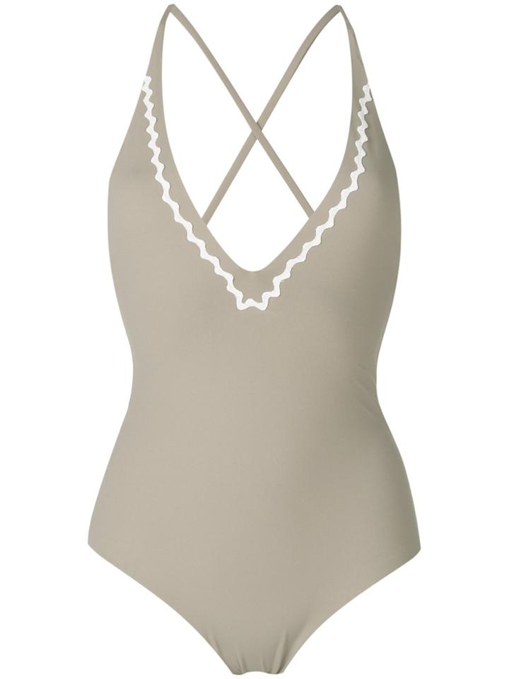 Marysia Contrast Trim Swimsuit - Grey