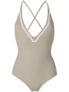 Marysia Contrast Trim Swimsuit - Grey