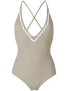 Marysia Contrast Trim Swimsuit - Grey