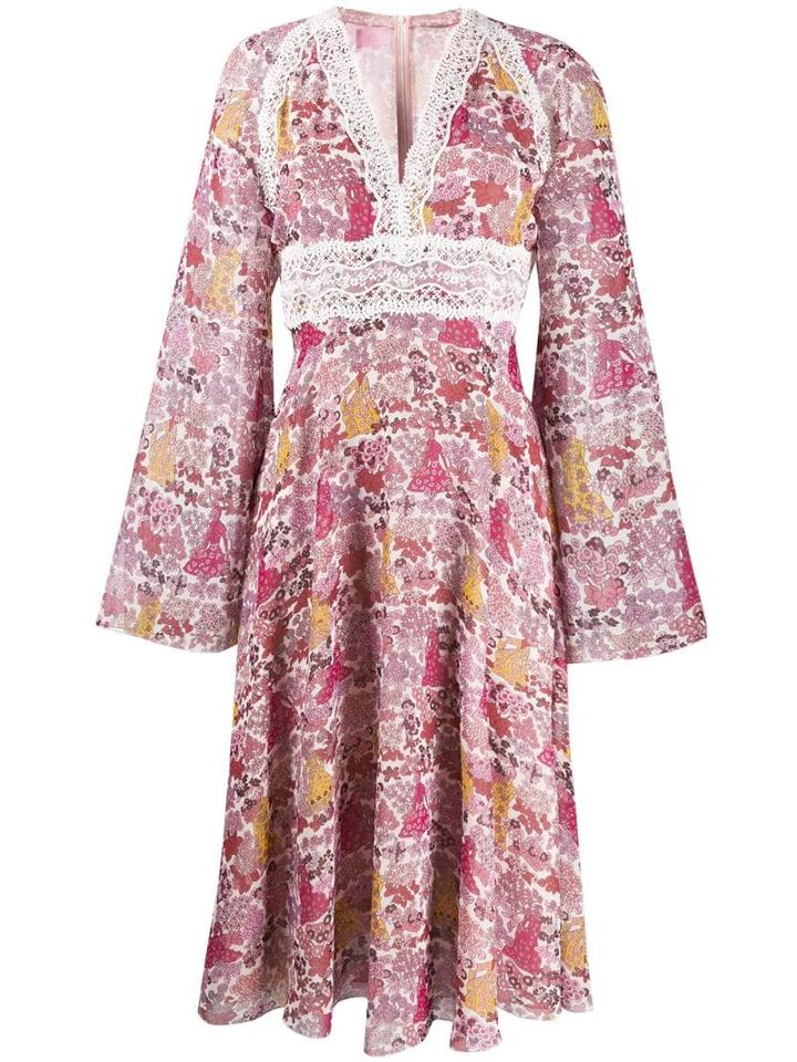 Giamba Long-sleeve Flared Dress - Pink