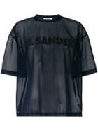 Jil Sander Oversized Logo Print Mesh T-shirt - Blue