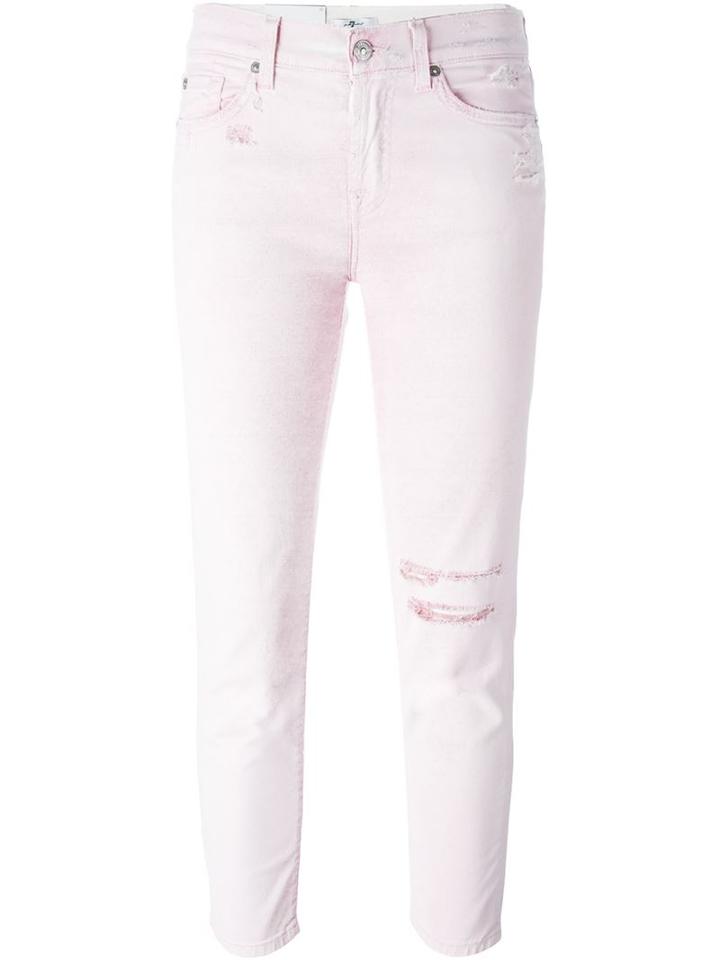 7 For All Mankind Cropped Skinny Jeans, Women's, Size: 30, Pink/purple, Cotton/lyocell/spandex/elastane