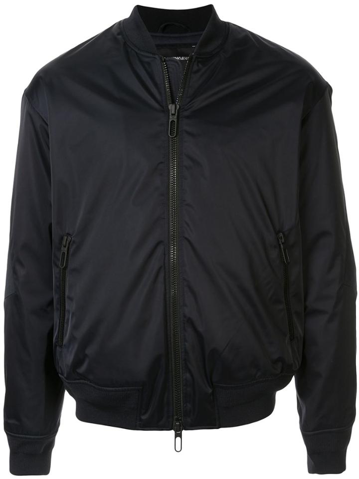 Emporio Armani Rear Logo Boxy Bomber Jacket - Black