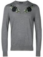 Alexander Mcqueen Rose-embroidered Sweater - Grey