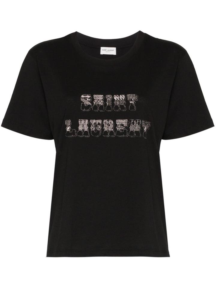 Saint Laurent Western Logo Printed T-shirt - Black