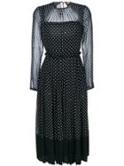No21 Polka Dot Pleated Dress - Black