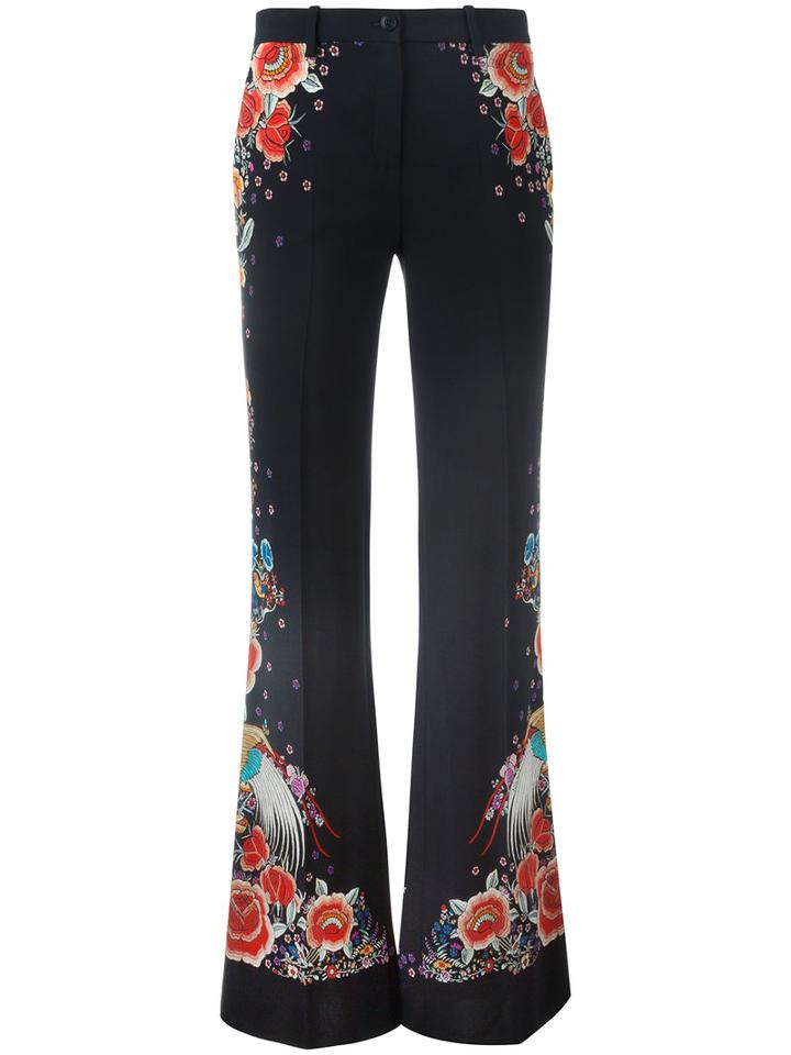 Roberto Cavalli Floral Print Trousers, Women's, Size: 44, Black, Viscose/spandex/elastane/cotton