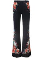 Roberto Cavalli Floral Print Trousers, Women's, Size: 44, Black, Viscose/spandex/elastane/cotton