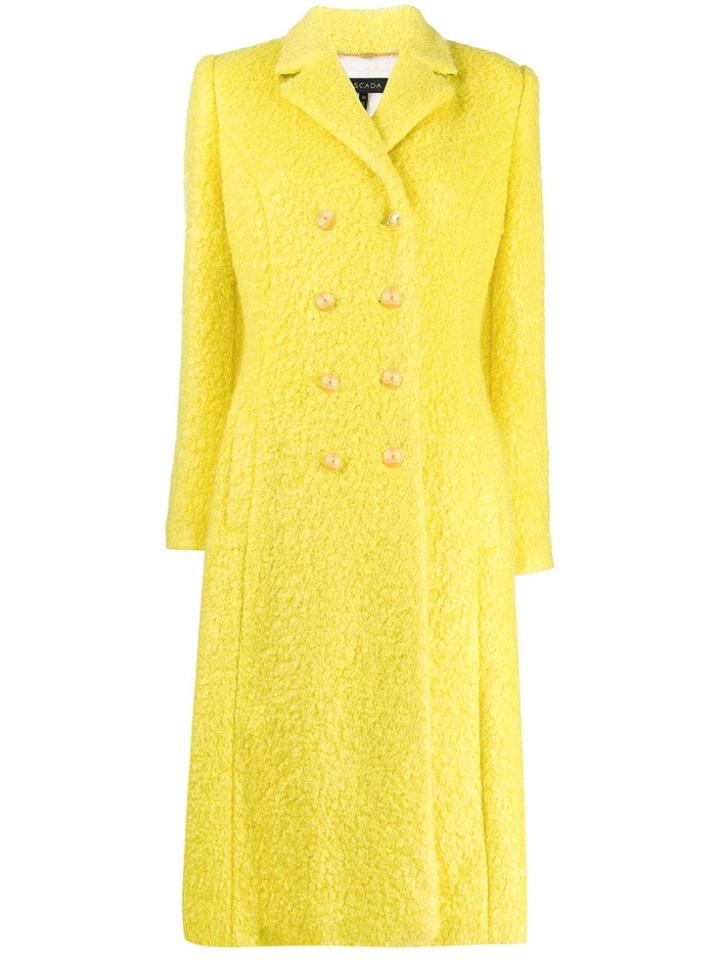 Escada Double Breasted Long Coat - Yellow