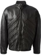 Versace Vintage Ribbed Panel Leather Jacket