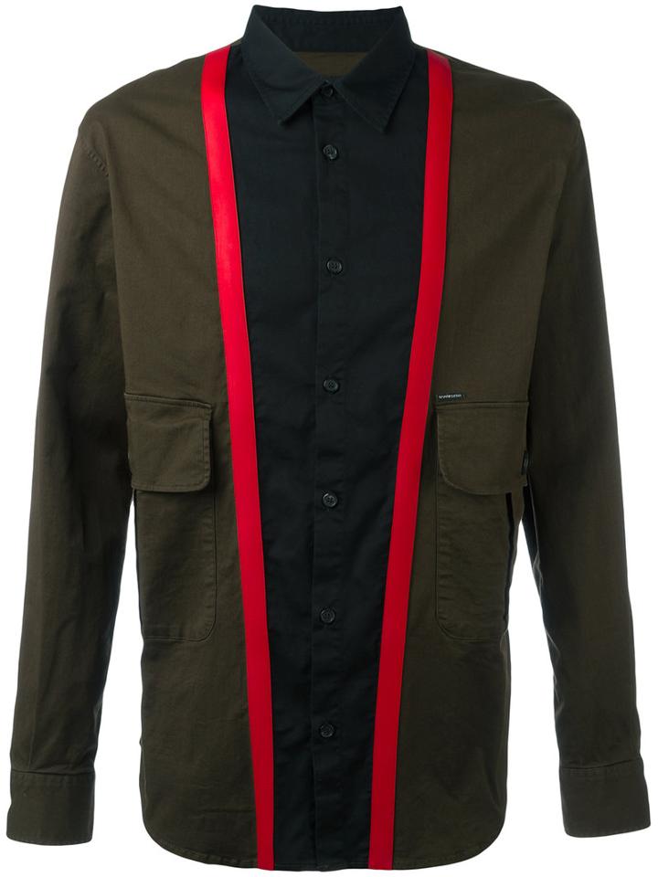 Dsquared2 Block Colour Panelled Shirt, Men's, Size: 48, Green, Cotton/spandex/elastane/pvc/polyester