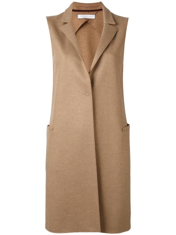 Harris Wharf London 'popper' Sleeveless Coat, Women's, Size: 42, Brown, Virgin Wool