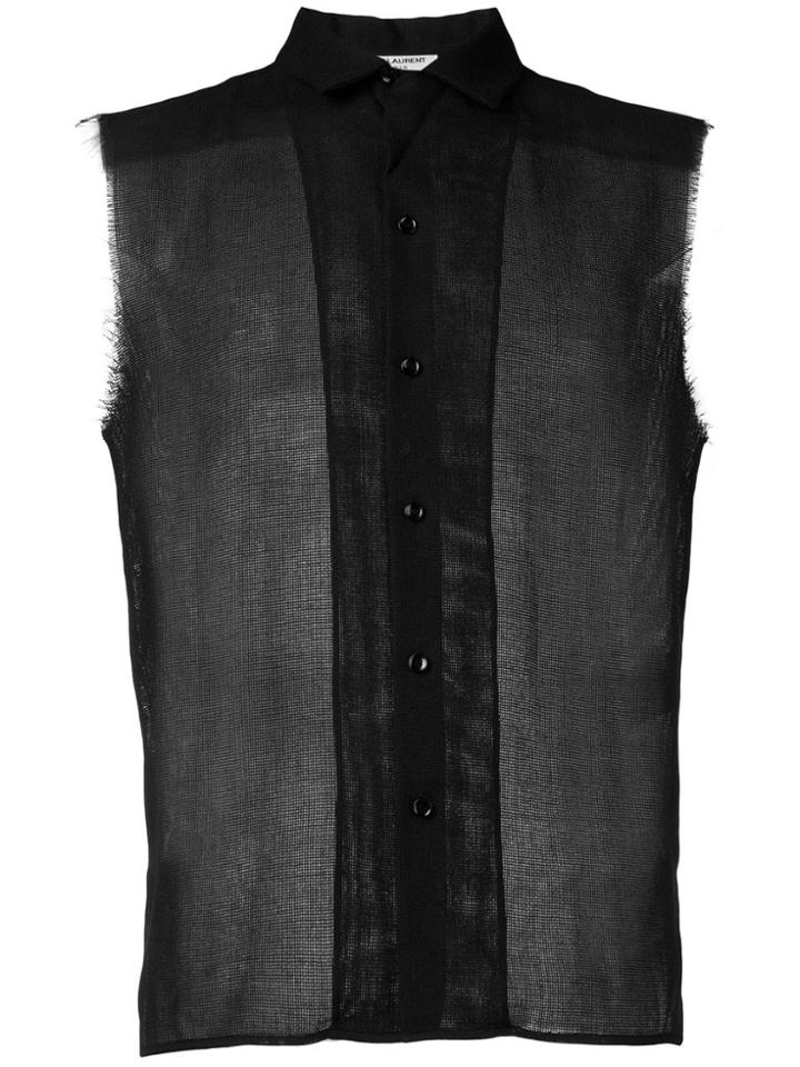 Saint Laurent Sheer Sleeveless Shirt - Black