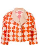 Odeeh Floral Jacquard Cropped Jacket - Orange