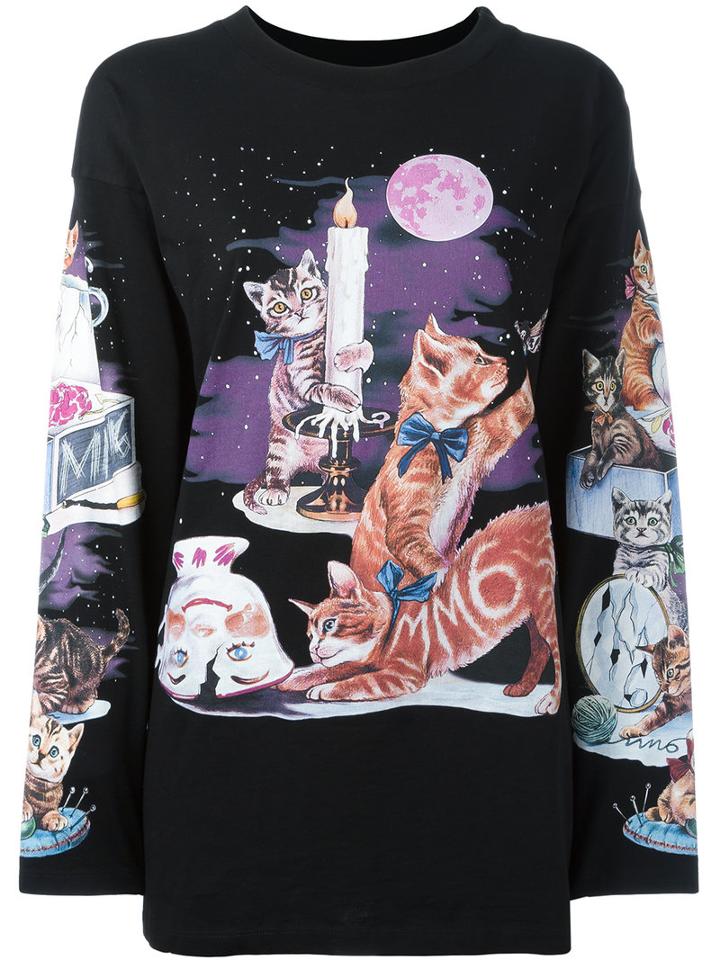 Mm6 Maison Margiela - Cat Print Sweatshirt - Women - Cotton - S, Women's, Black, Cotton