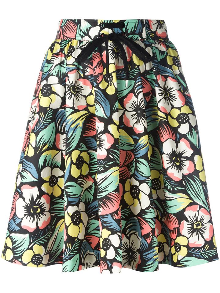 Red Valentino Flowered Mini Skirt, Women's, Size: 44, Black, Cotton/spandex/elastane