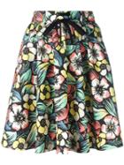 Red Valentino Flowered Mini Skirt, Women's, Size: 44, Black, Cotton/spandex/elastane