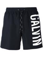 Calvin Klein Side Logo Swim Shorts, Men's, Size: Small, Black, Polyester