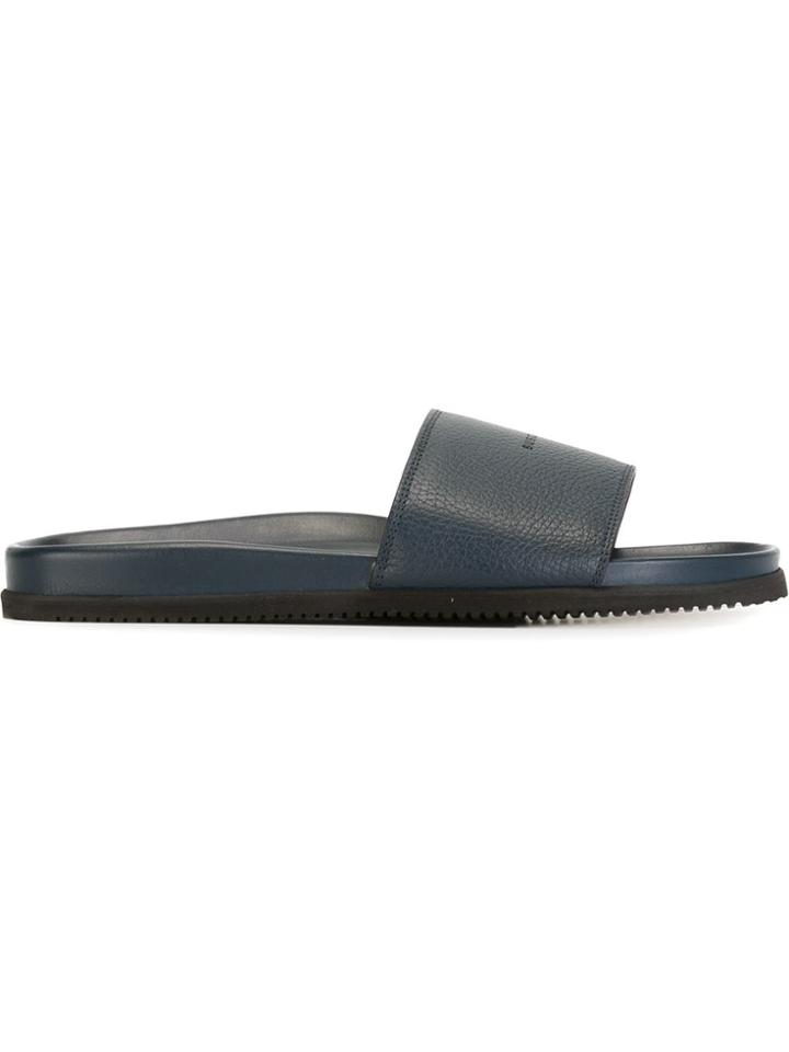 Buscemi Logo Embossed Slides - Blue