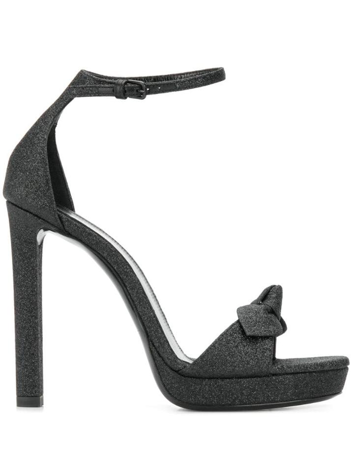 Saint Laurent Open-toe Bow Sandals - Black