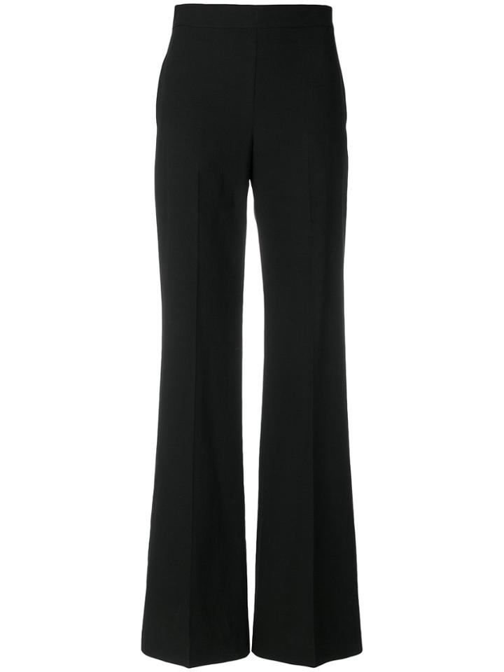 Blumarine High-waisted Flared Pleated Trousers - Black