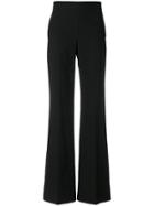Blumarine High-waisted Flared Pleated Trousers - Black