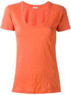 Moncler Scoop Neck T-shirt, Women's, Size: L, Yellow/orange, Cotton
