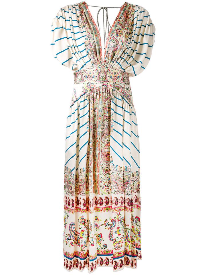 Etro - Multi-print Gathered Dress - Women - Silk/polyester/acetate - 42, Nude/neutrals, Silk/polyester/acetate
