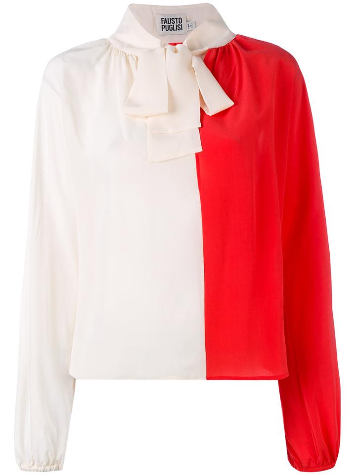 Fausto Puglisi - Contrast Pussy Bow Blouse - Women - Silk - 42, Nude/neutrals, Silk